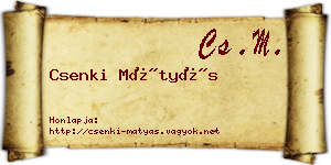 Csenki Mátyás névjegykártya